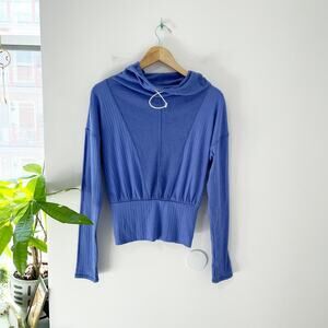 Free People Movement Purple Ribbed Knit Hooded Sweater Size XS